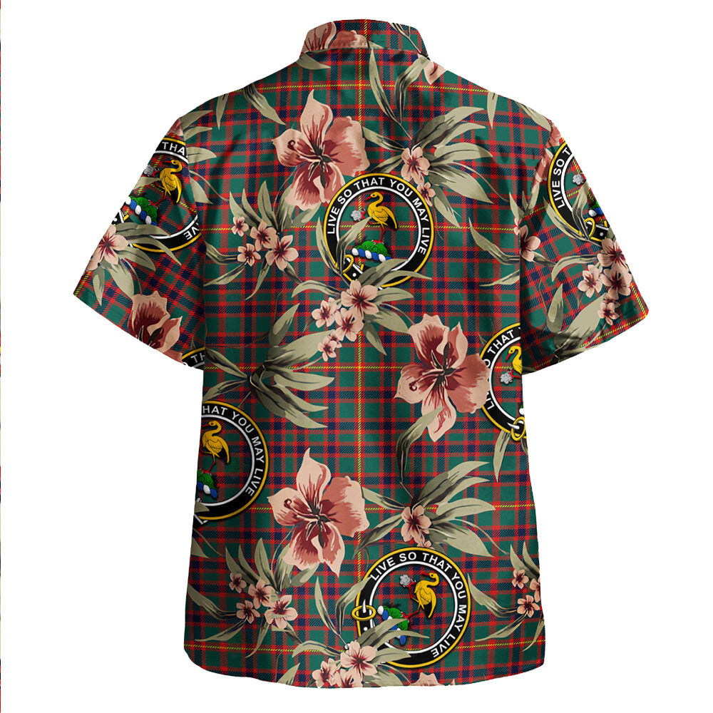 Clan Hall Modern Tartan Crest Badge Aloha Hawaiian Shirt Tropical Old Style SC19 Hall Modern Tartan Tartan Today   