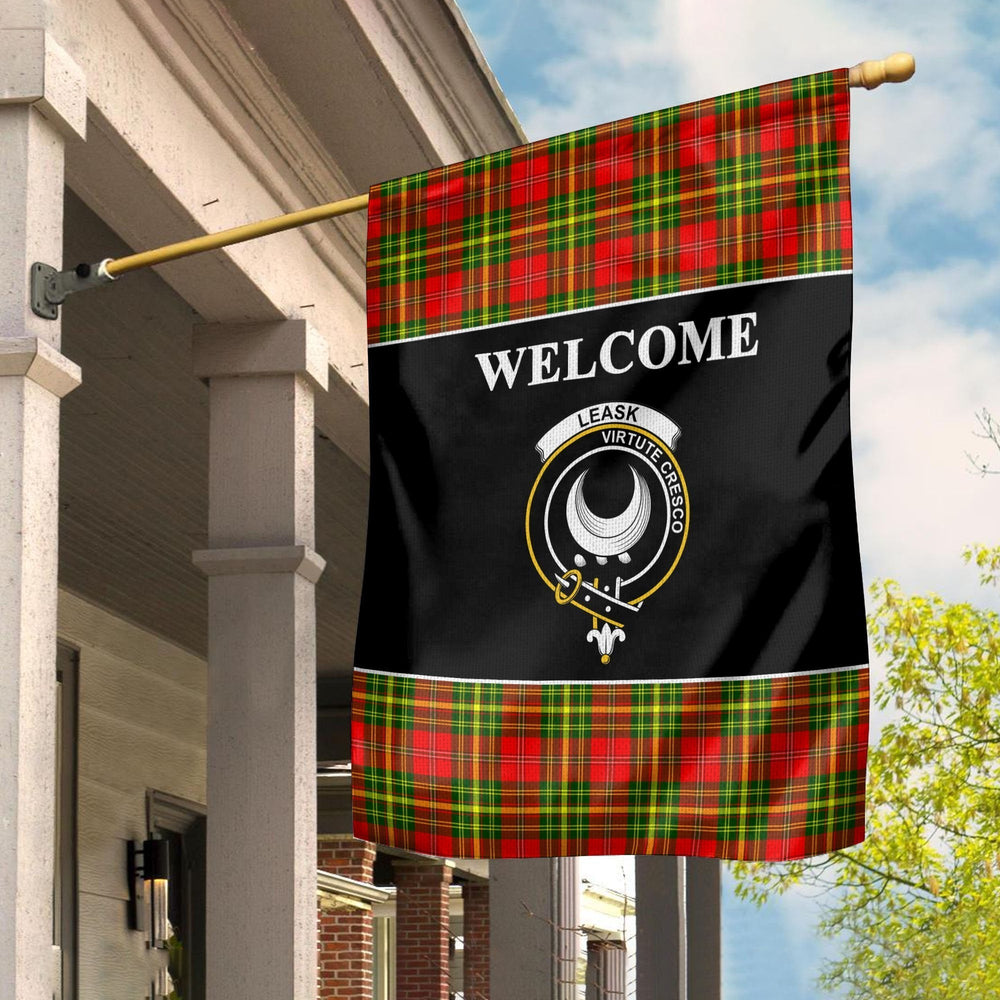 Clan Leask Tartan Crest Black Garden Flag QZ62 Clan Leask Tartan Today   