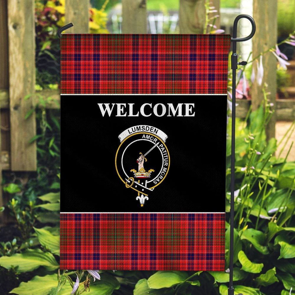 Clan Lumsden Tartan Crest Black Garden Flag FW29 Clan Lumsden Tartan Today   