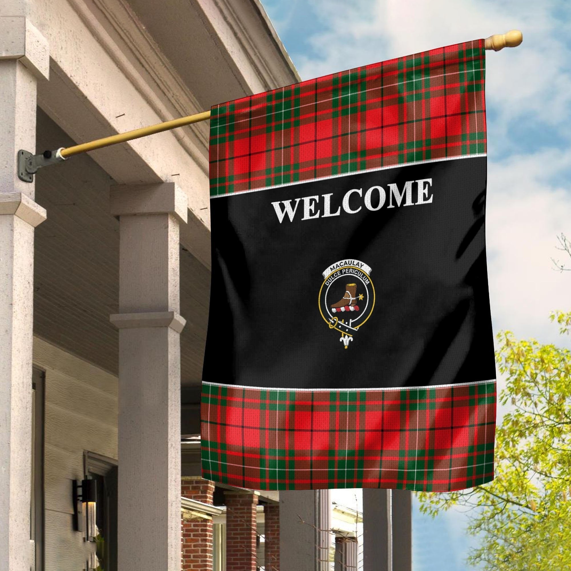 Clan MacAulay Tartan Crest Black Garden Flag BM84 Clan MacAulay Tartan Today   