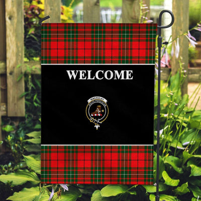 Clan MacAulay Tartan Crest Black Garden Flag BM84