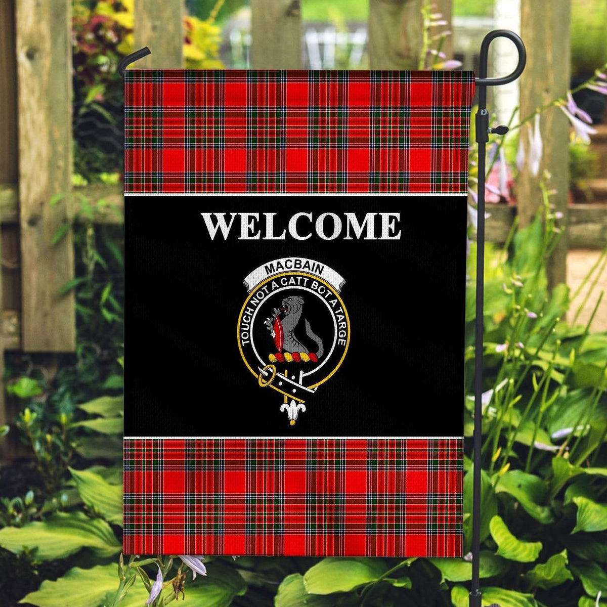Clan MacBain Tartan Crest Black Garden Flag OX91 Clan MacBain Tartan Today   