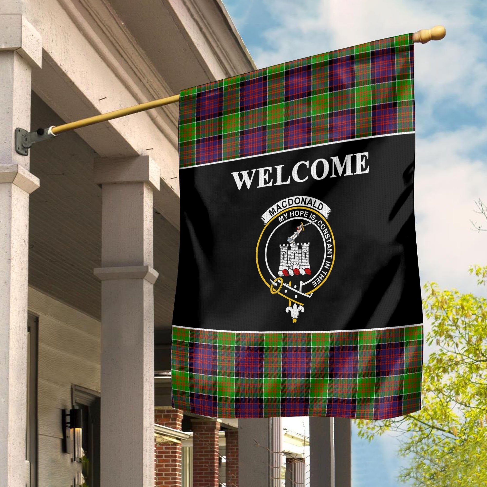 Clan MacDonald (Ranald) Tartan Crest Black Garden Flag MR20 Clan MacDonald Tartan Today   