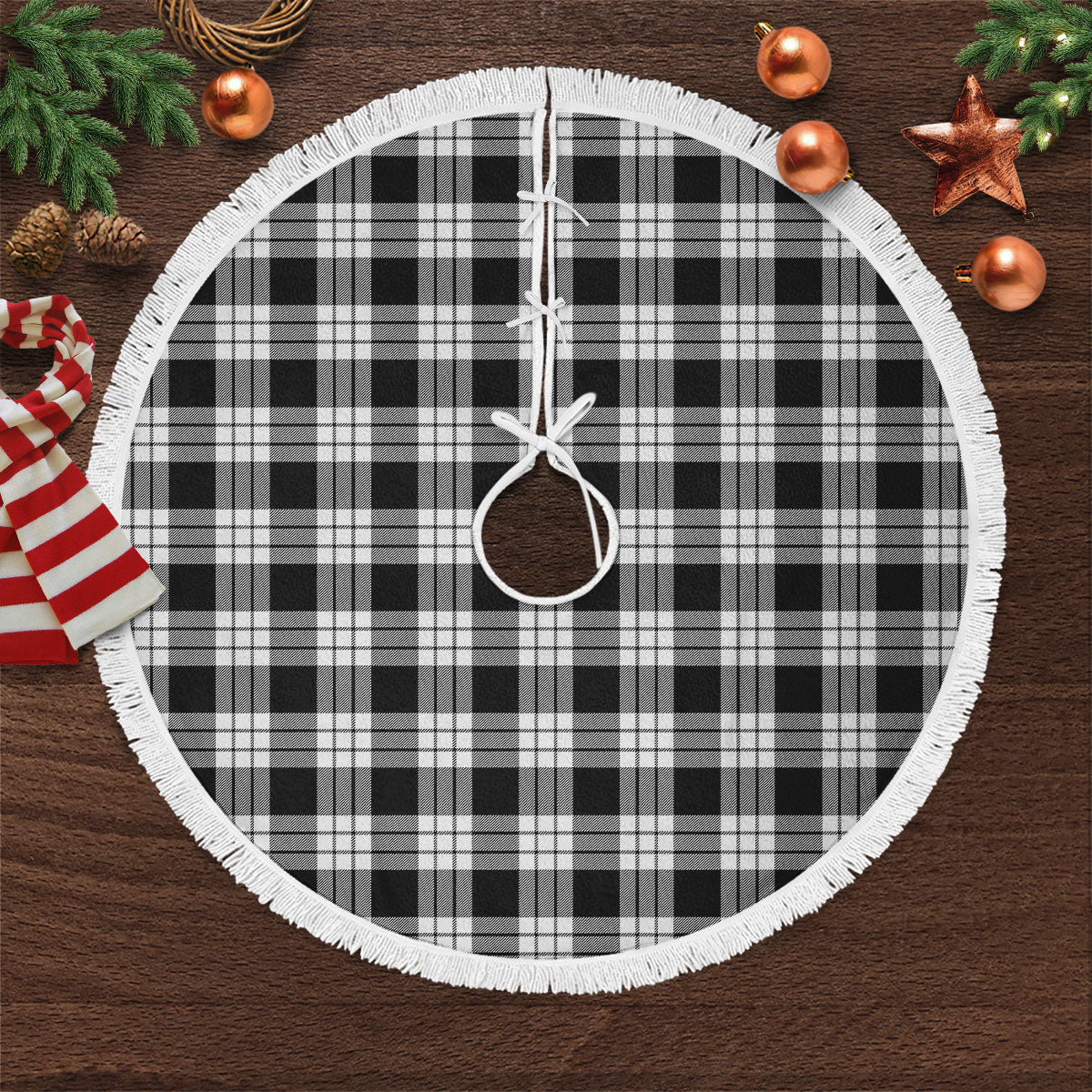 Clan MacFarlane Black _ White Tartan Christmas Tree Skirt LH80 MacFarlane Black _ White Tartan Tartan Christmas   