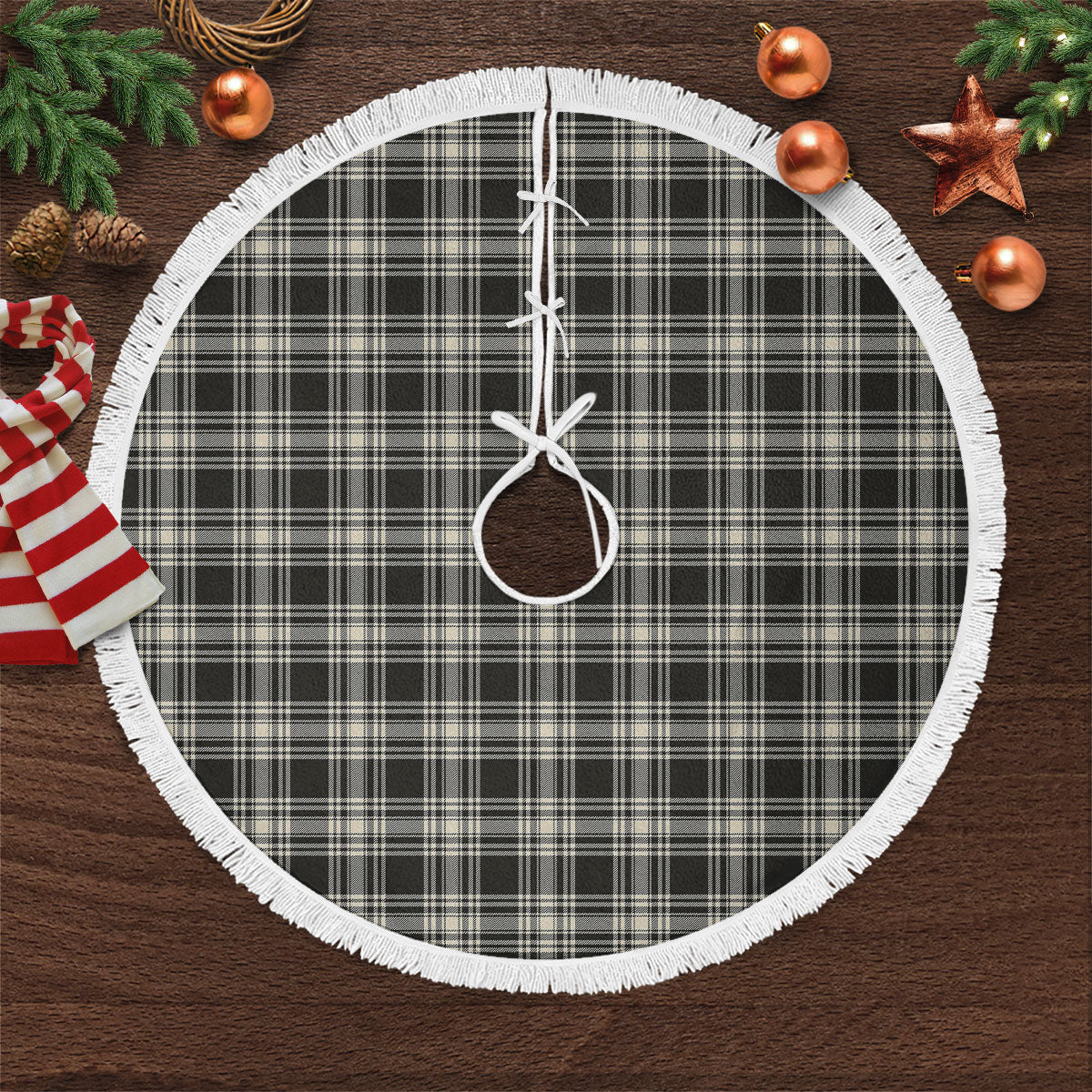 Clan Menzies Black _ White Ancient Tartan Christmas Tree Skirt MP46 Menzies Black _ White Ancient Tartan Tartan Christmas   