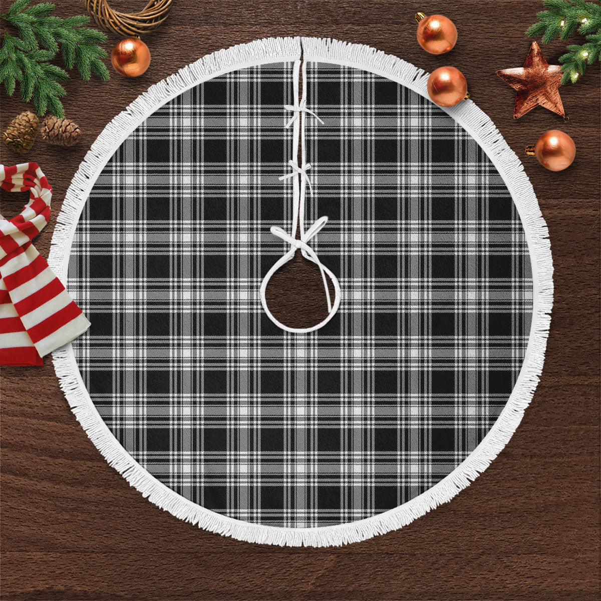 Clan Menzies Black _ White Modern Tartan Christmas Tree Skirt OA59 Menzies Black _ White Modern Tartan Tartan Christmas   