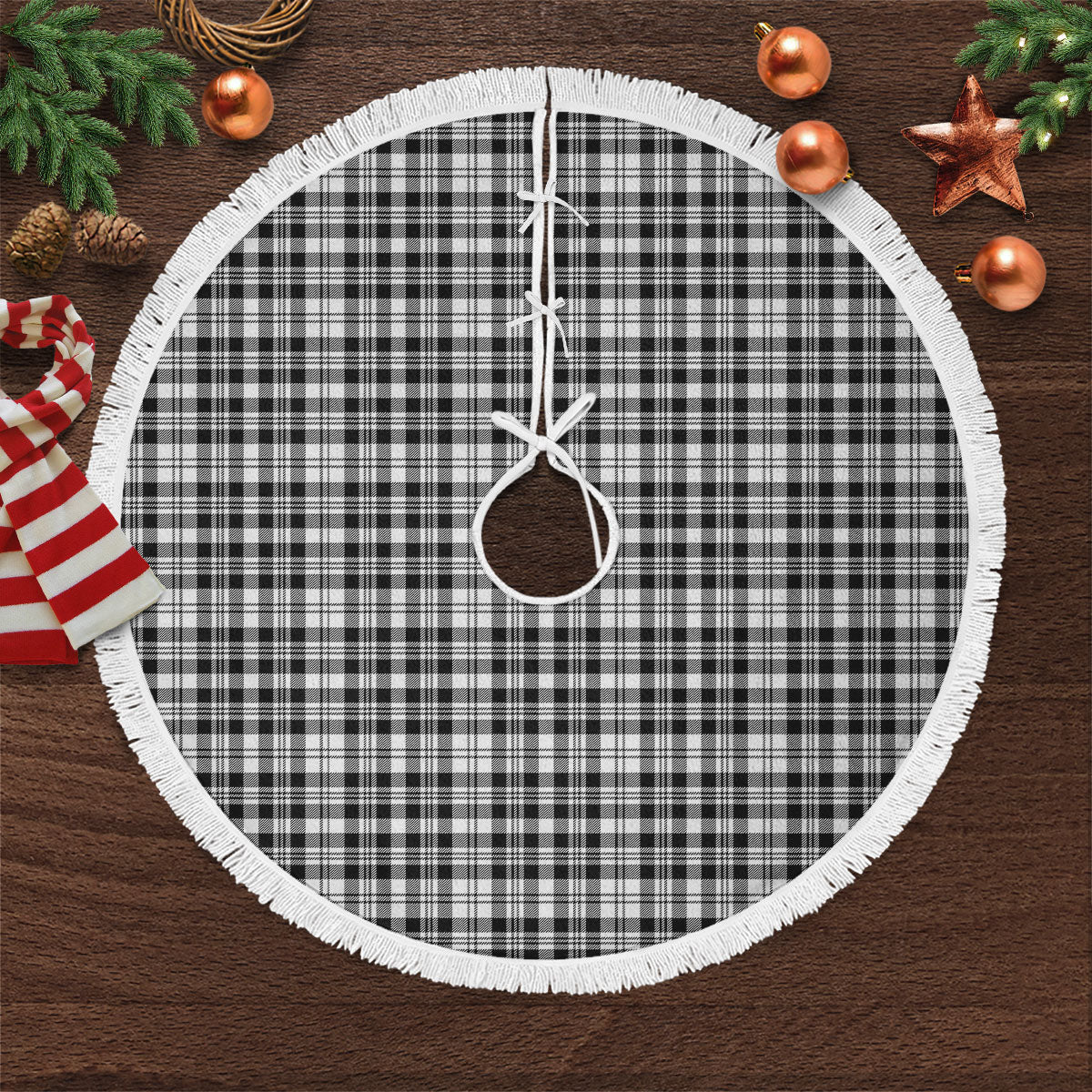 Clan Scott Black & White Modern Tartan Christmas Tree Skirt SA85 Scott Black & White Modern Tartan Tartan Christmas   
