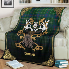 Clan Duncan Ancient Tartan Crest Premium Blanket Celtic Stag Style VA50 Clan Duncan Tartan Today   