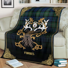 Clan Forbes Ancient Tartan Crest Premium Blanket Celtic Stag Style XG72 Clan Forbes Tartan Today   