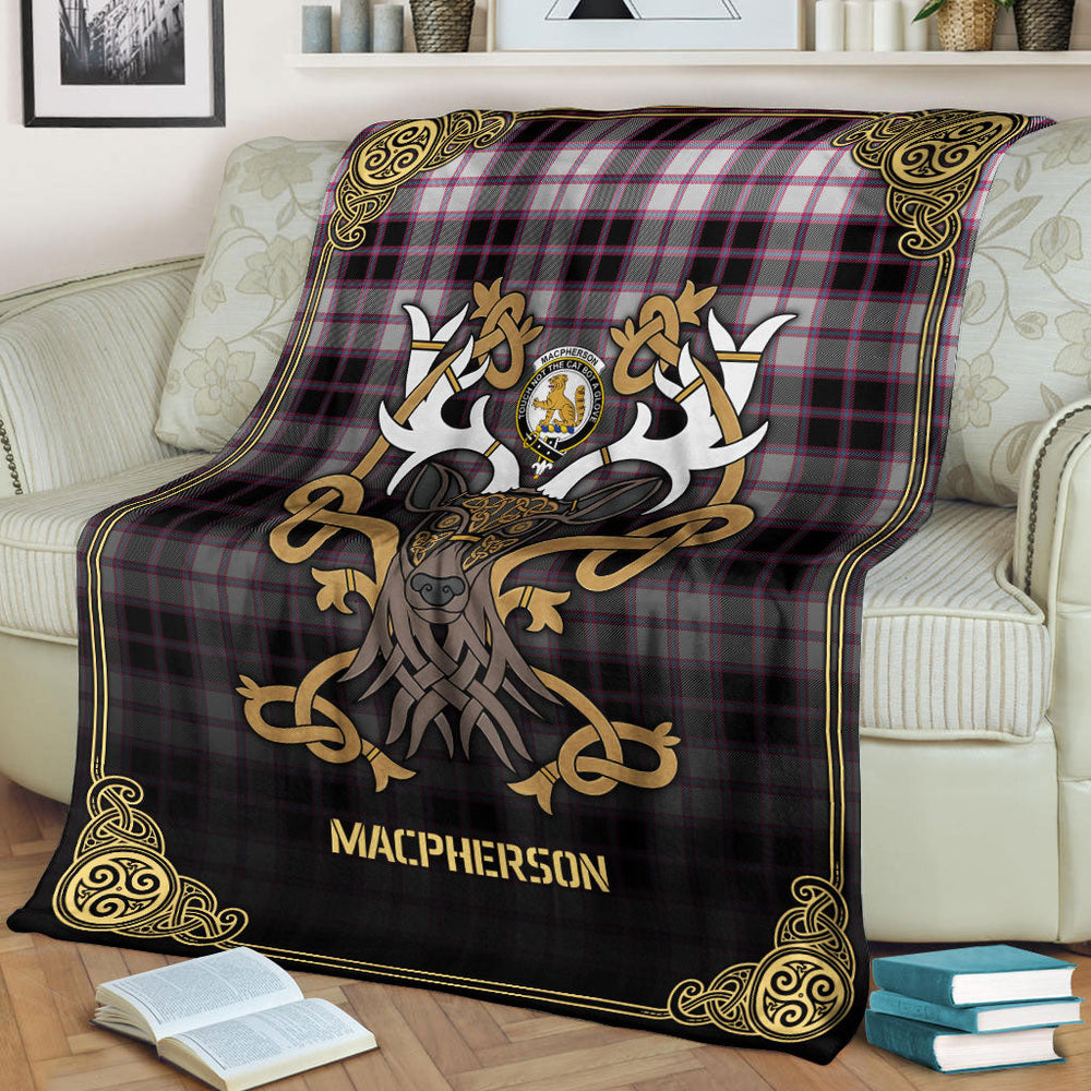 Clan MacPherson Hunting Modern Tartan Crest Premium Blanket Celtic Stag Style ZU62 Clan MacPherson Tartan Today   
