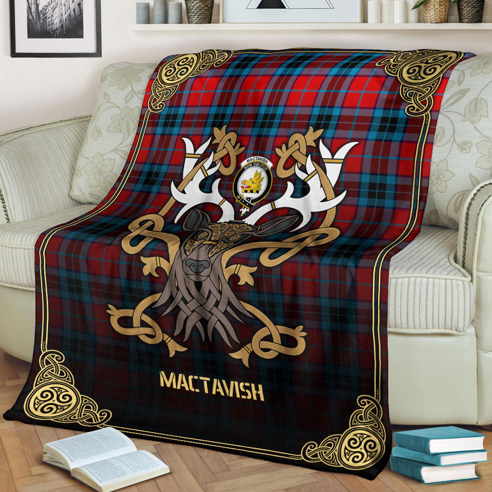 Clan MacTavish Modern Tartan Crest Premium Blanket Celtic Stag Style QW17 Clan MacTavish Tartan Today   