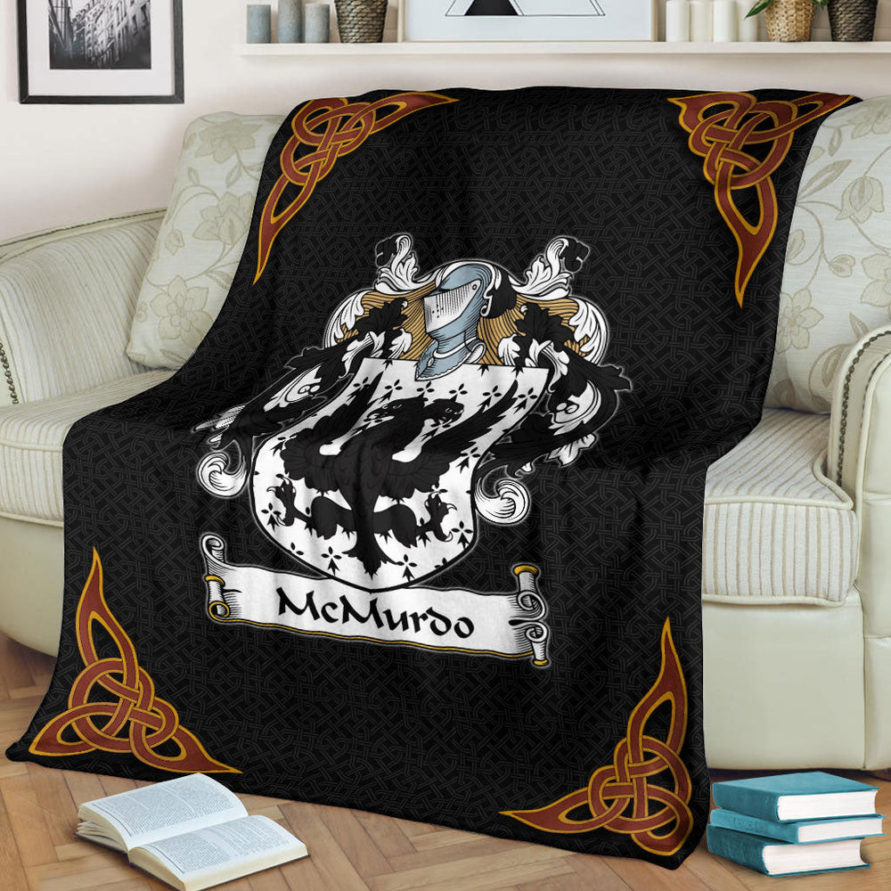 McMurdo Clan Crest Premium Blanket Black  Celtic Style NR78 Clan Hall Tartan Today   