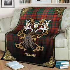 Clan Stewart of Appin Ancient Tartan Crest Premium Blanket Celtic Stag Style LX14 Clan Stewart of Appin Tartan Today   