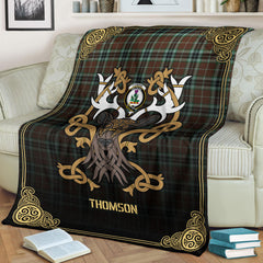 Clan Clan Thomson Hunting Modern Tartan Crest Premium Blanket Celtic Stag Style UB91 Clan Thomson Tartan Today   