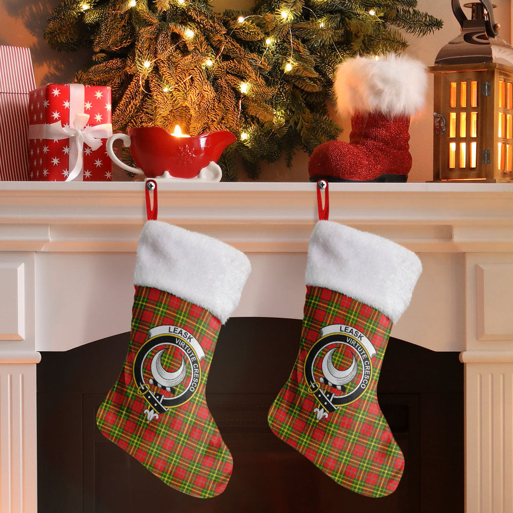 Clan Leask Tartan Crest Christmas Stocking MS13 Leask Tartan Tartan Stocking   
