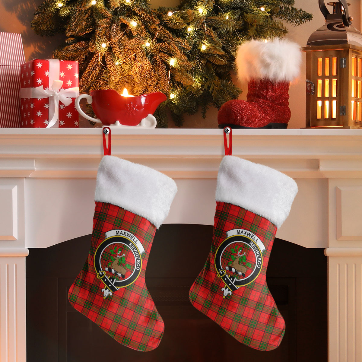 Clan Maxwell Modern Tartan Crest Christmas Stocking CR40 Maxwell Modern Tartan Tartan Stocking   