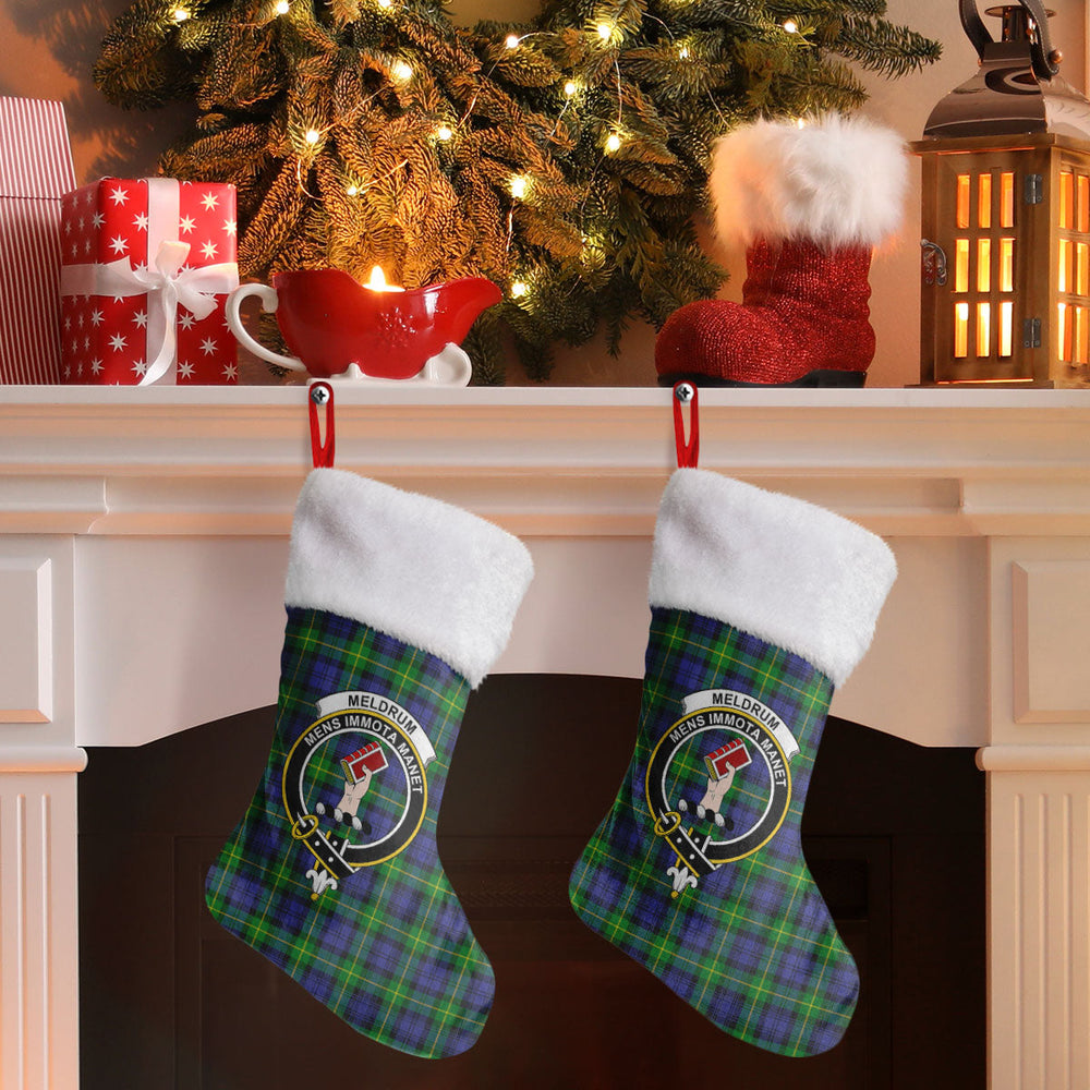 Clan Meldrum Tartan Crest Christmas Stocking AI11 Meldrum Tartan Tartan Stocking   