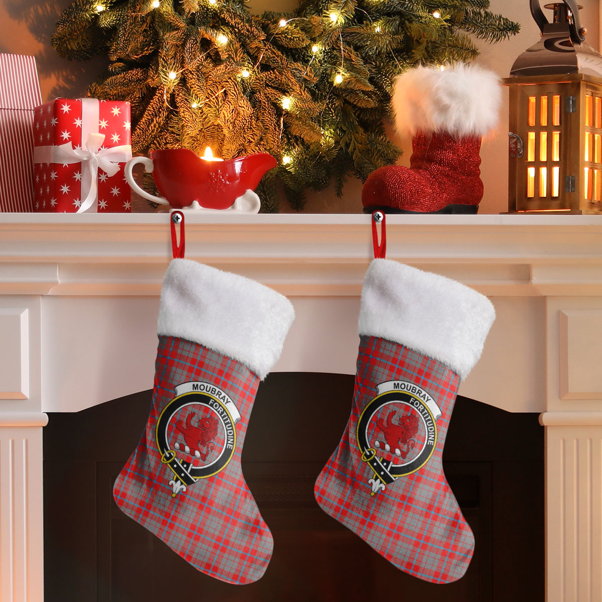 Clan Moubray Tartan Crest Christmas Stocking PE94 Moubray Tartan Tartan Stocking   