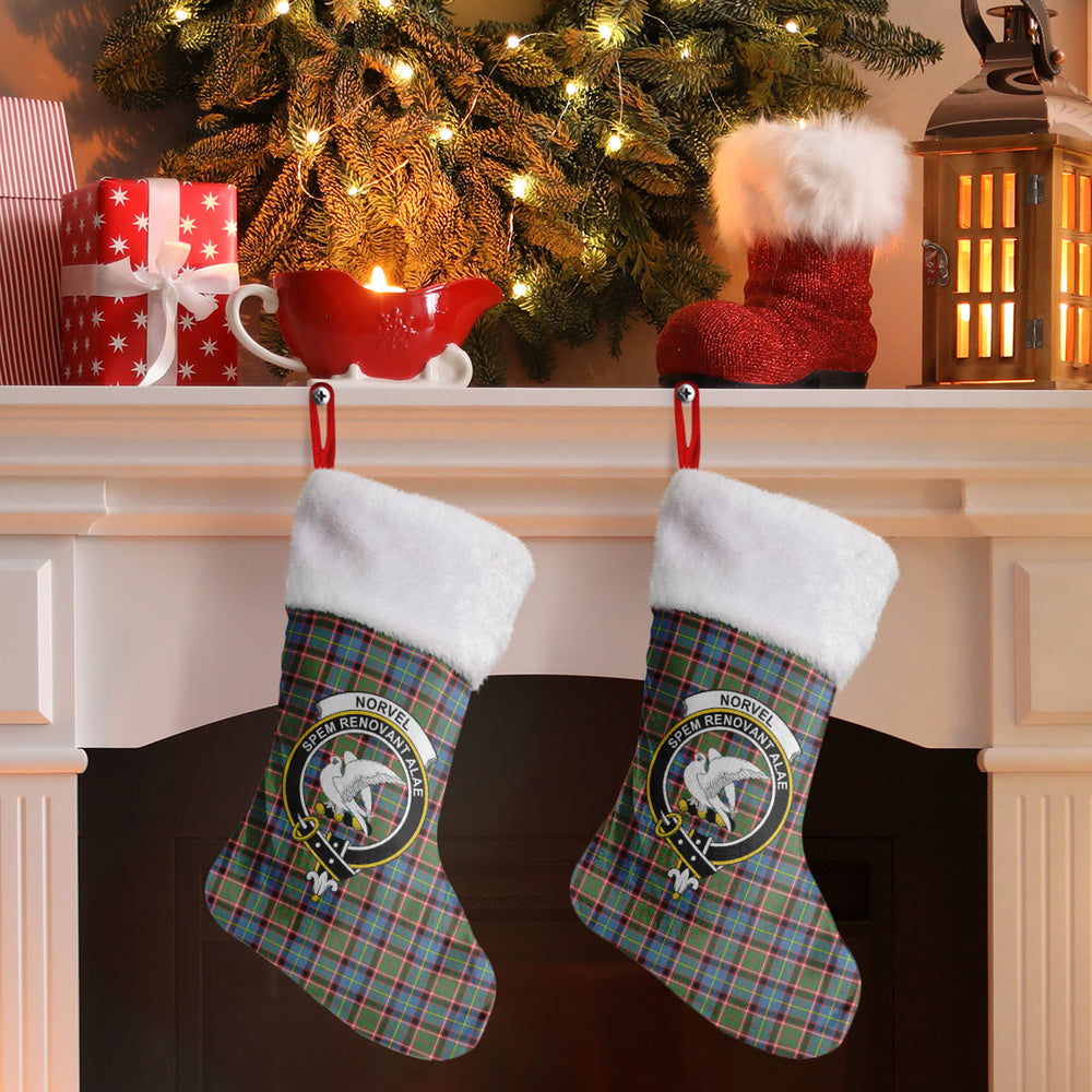 Clan Norvel (or Norvill) Tartan Crest Christmas Stocking AH77 Norvel (or Norvill) Tartan Tartan Stocking   