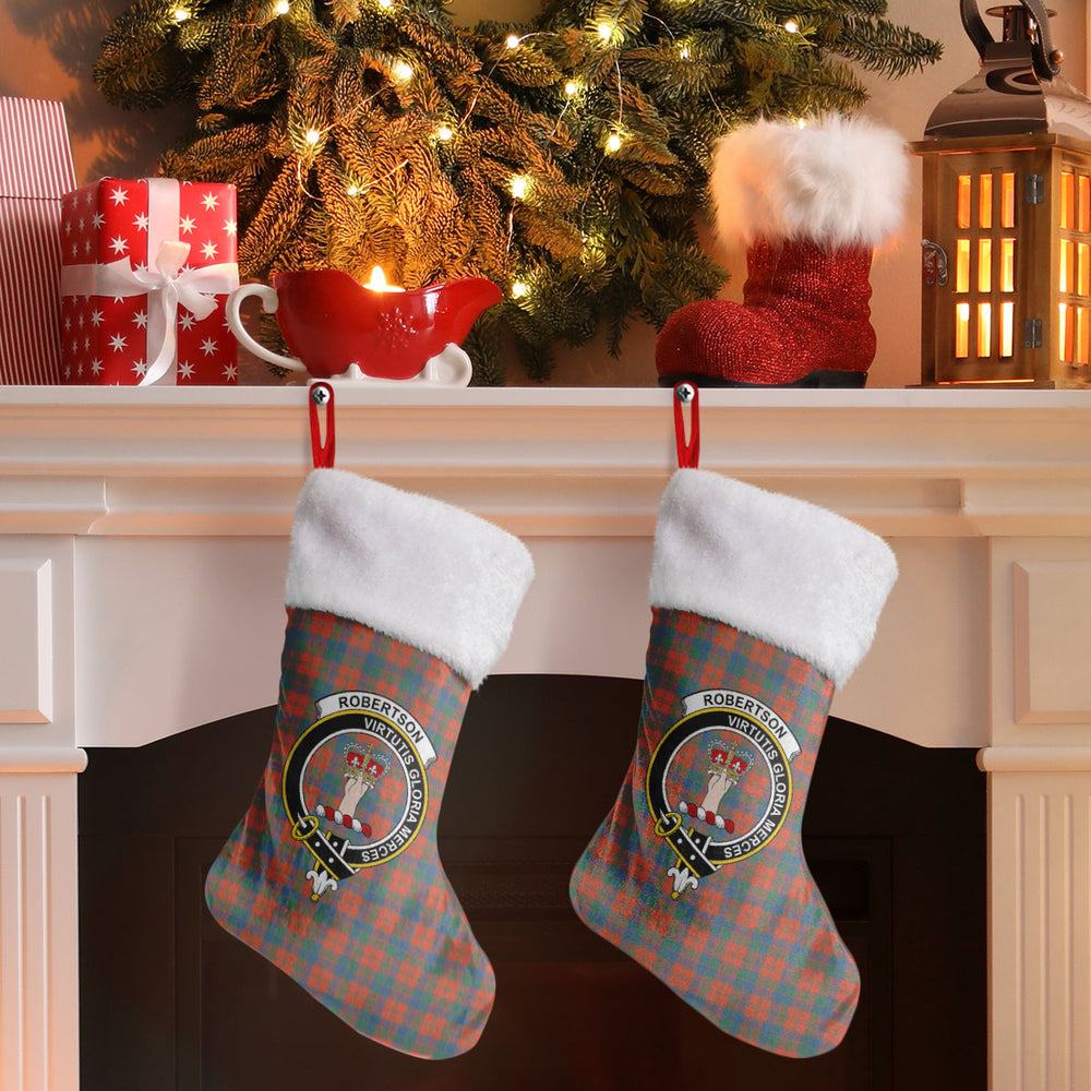 Clan Robertson Ancient Tartan Crest Christmas Stocking QD11 Robertson Ancient Tartan Tartan Stocking   