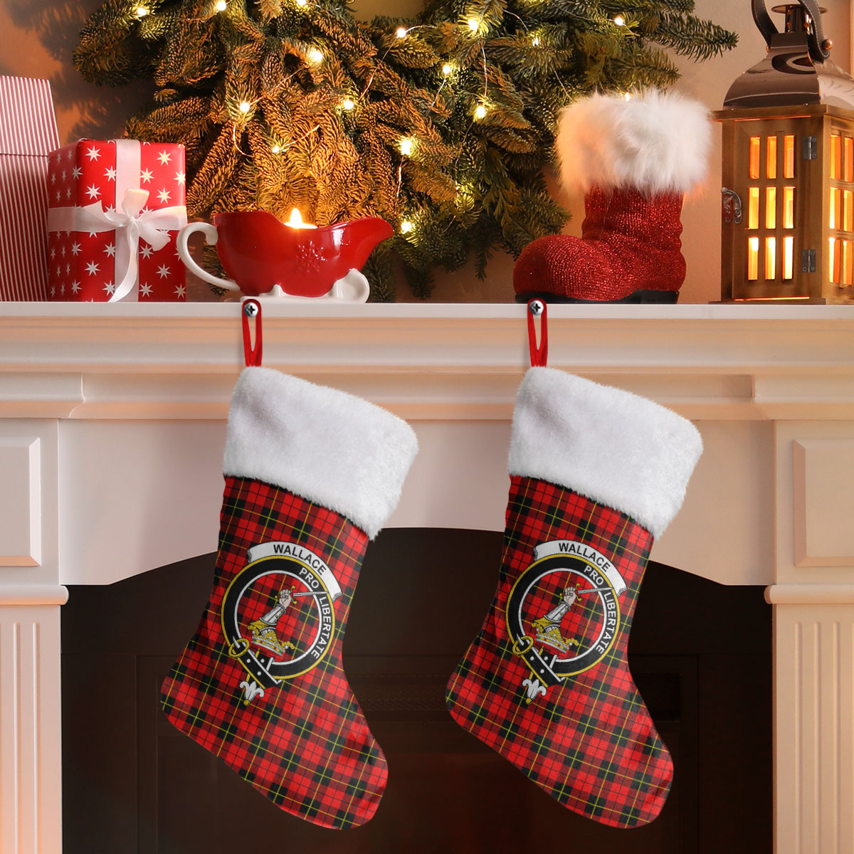 Clan Wallace Hunting Red Tartan Crest Christmas Stocking HJ18 Wallace Hunting Red Tartan Tartan Stocking   