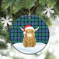 Clan Campbell of Cawdor Ancient Tartan Christmas Ceramic Ornament Highland Cows Style PB84 Campbell of Cawdor Ancient Tartan Tartan Ornament   