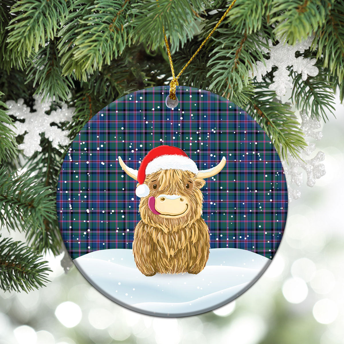 Clan Cooper Ancient Tartan Christmas Ceramic Ornament Highland Cows Style XR16 Cooper Ancient Tartan Tartan Ornament   