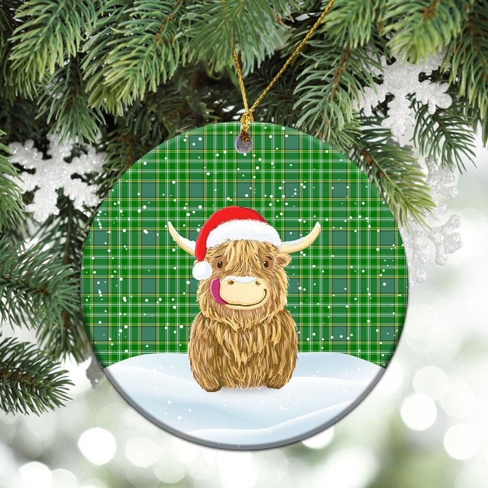 Clan Currie or Curry Tartan Christmas Ceramic Ornament Highland Cows Style CF83 Currie or Curry Tartan Tartan Ornament   