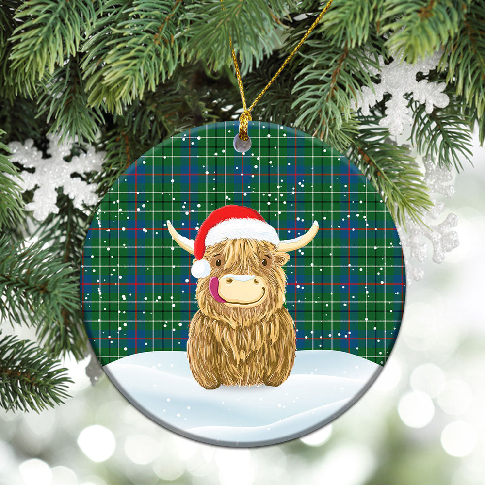 Clan Duncan Ancient Tartan Christmas Ceramic Ornament Highland Cows Style IS39 Duncan Ancient Tartan Tartan Ornament   