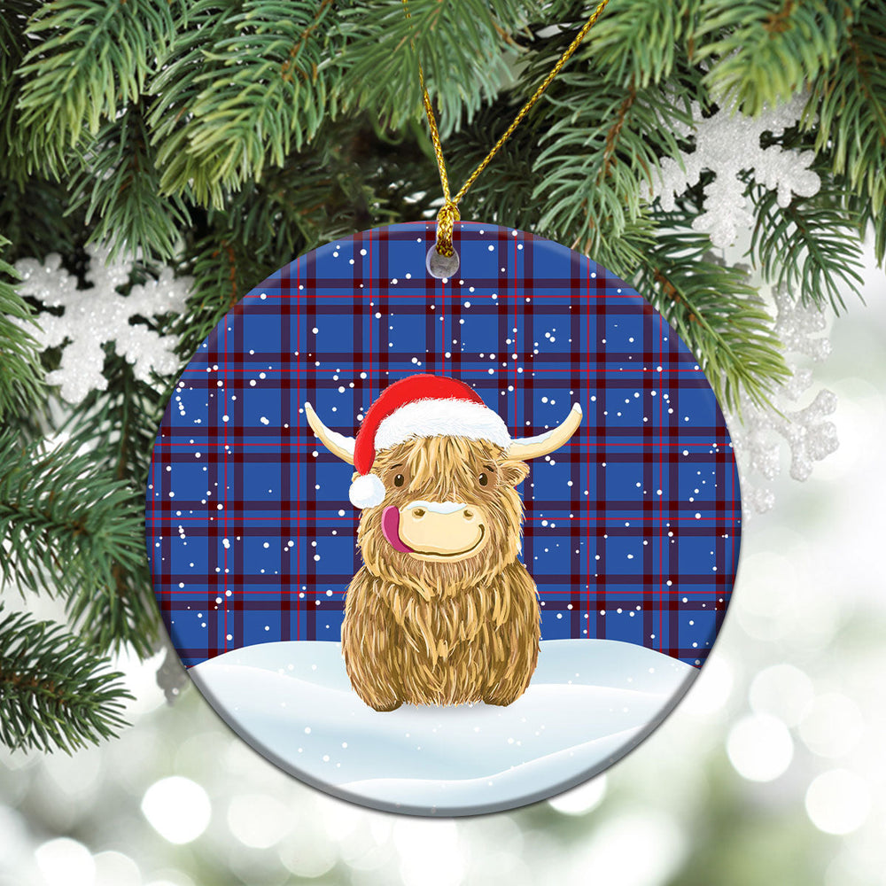 Clan Elliott Modern Tartan Christmas Ceramic Ornament Highland Cows Style CJ39 Elliott Modern Tartan Tartan Ornament   
