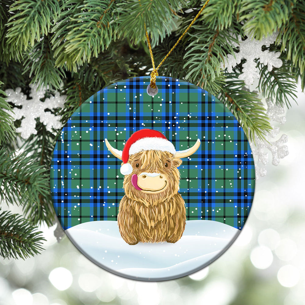 Clan Falconer Tartan Christmas Ceramic Ornament Highland Cows Style TP76 Falconer Tartan Tartan Ornament   