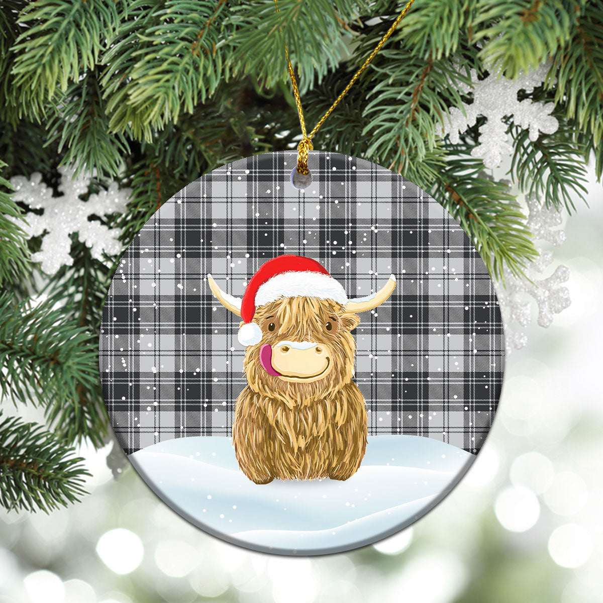 Clan Glen Tartan Christmas Ceramic Ornament Highland Cows Style FM82 Glen Tartan Tartan Ornament   
