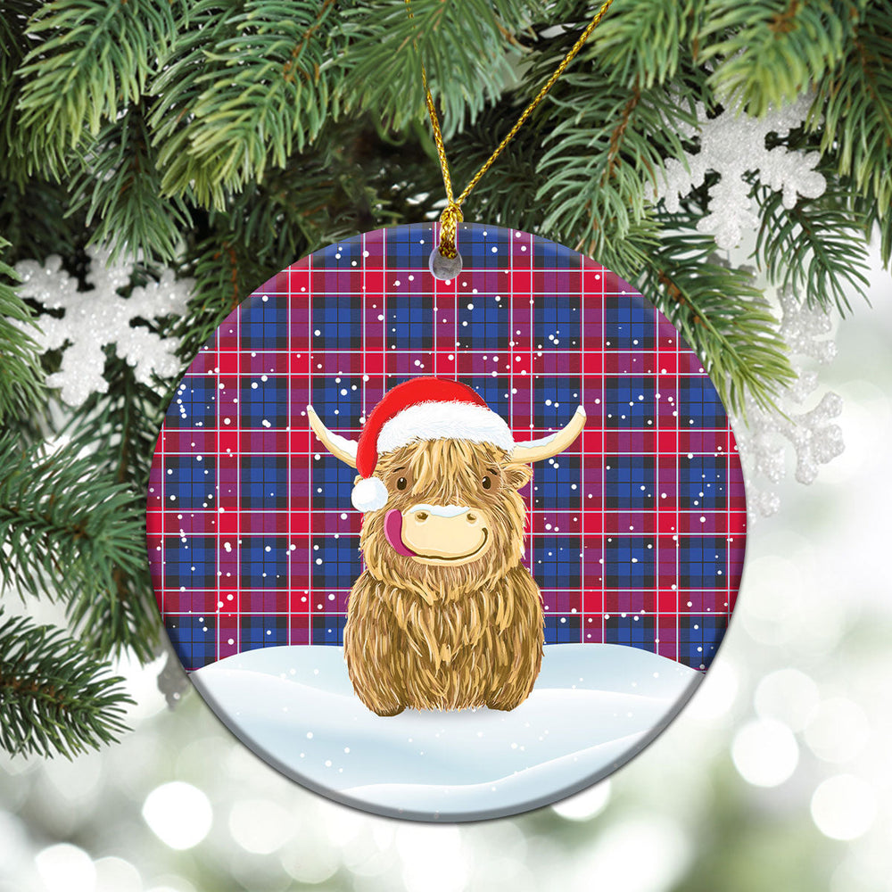 Clan Graham of Menteith Red Tartan Christmas Ceramic Ornament Highland Cows Style NV68 Graham of Menteith Red Tartan Tartan Ornament   