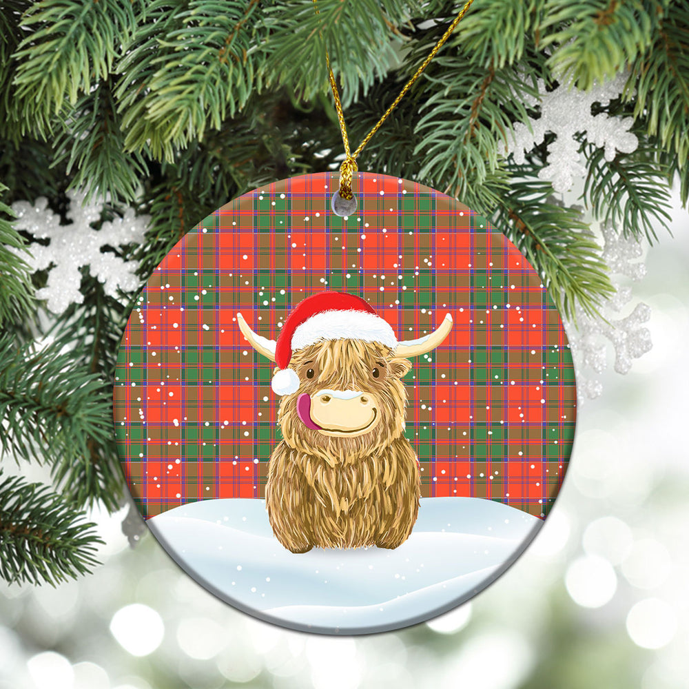 Clan Grant Ancient Tartan Christmas Ceramic Ornament Highland Cows Style XP70 Grant Ancient Tartan Tartan Ornament   