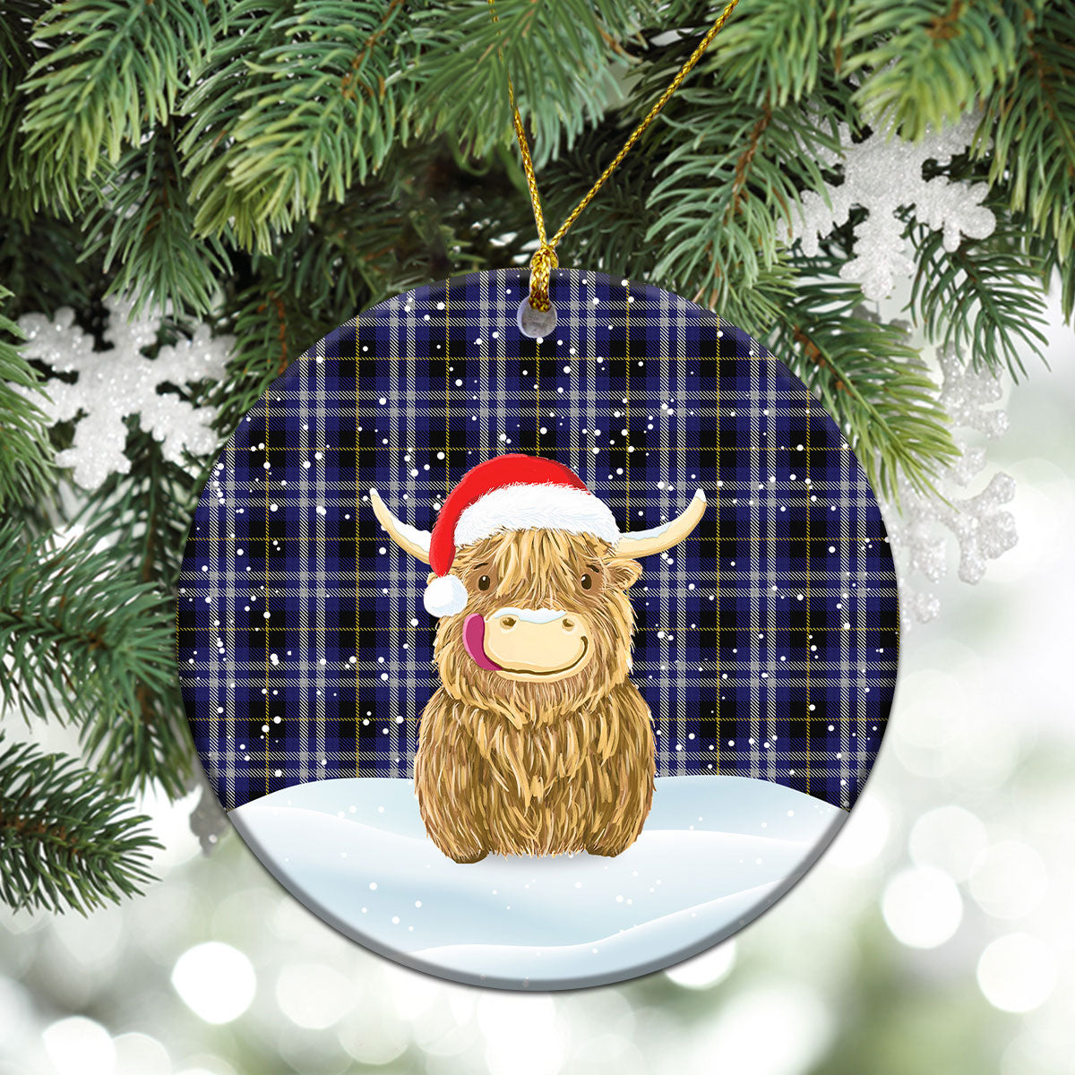 Clan Kilmarnock Tartan Christmas Ceramic Ornament Highland Cows Style QT87 Kilmarnock Tartan Tartan Ornament   