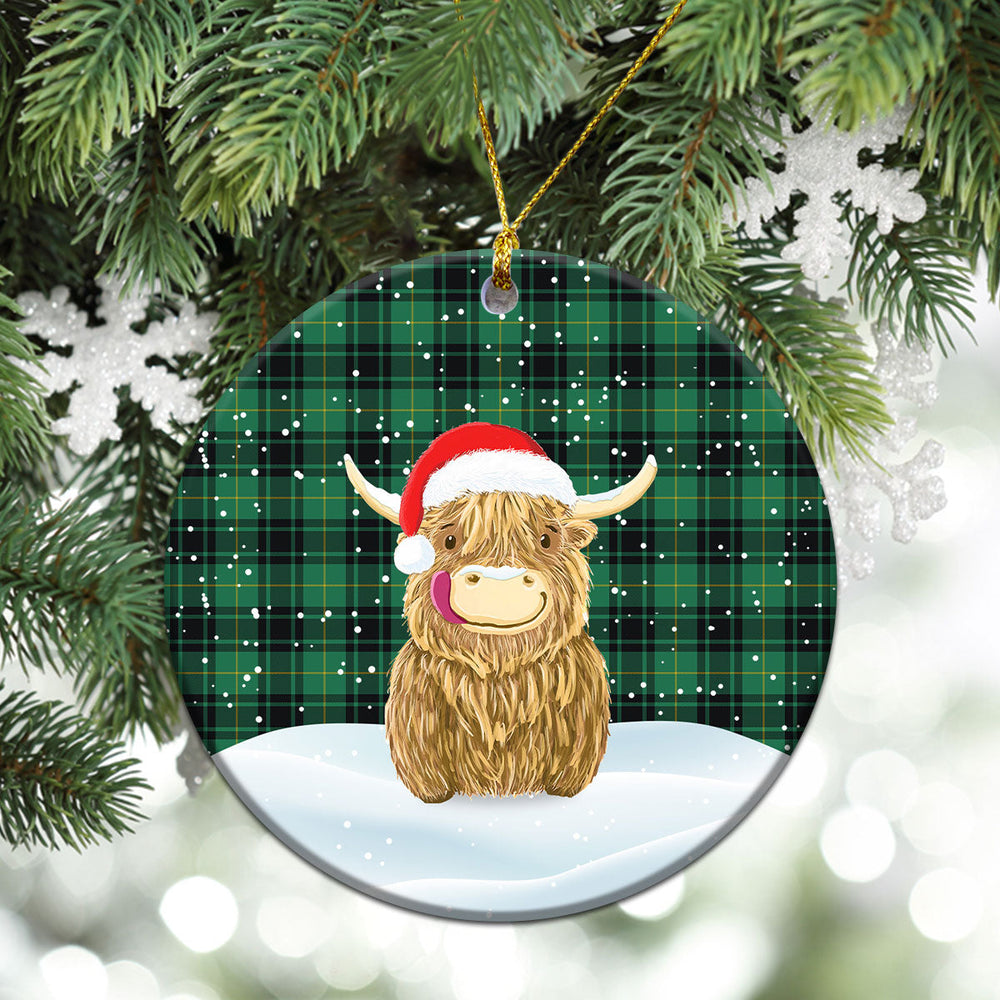 Clan MacArthur Ancient Tartan Christmas Ceramic Ornament Highland Cows Style GR27 MacArthur Ancient Tartan Tartan Ornament   