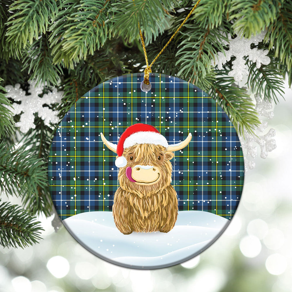 Clan MacNeill of Barra Ancient Tartan Christmas Ceramic Ornament Highland Cows Style RA84 MacNeill of Barra Ancient Tartan Tartan Ornament   