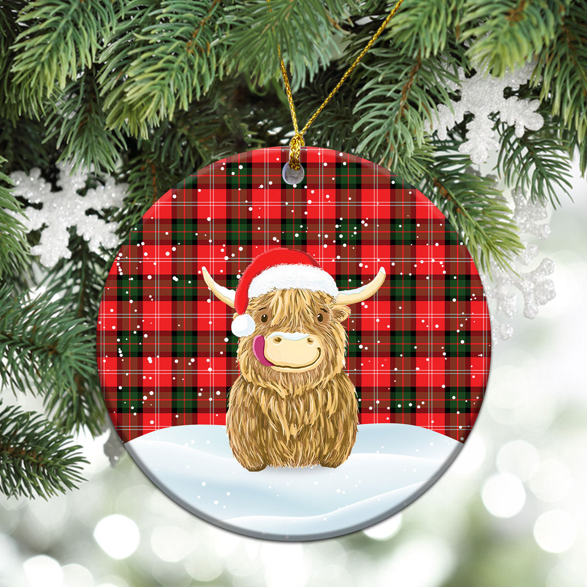 Clan Nesbitt Modern Tartan Christmas Ceramic Ornament Highland Cows Style PN55 Nesbitt Modern Tartan Tartan Ornament   