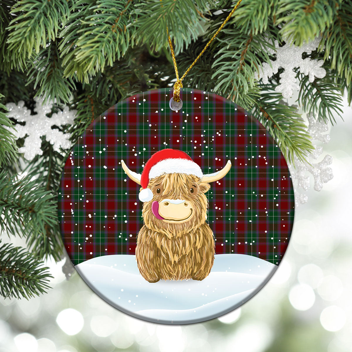 Clan Redpath Tartan Christmas Ceramic Ornament Highland Cows Style UA30 Redpath Tartan Tartan Ornament   
