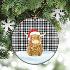 Clan Scott Black & White Modern Tartan Christmas Ceramic Ornament Highland Cows Style VX47 Clan Scott (Scott Tartan) Tartan Ornament   