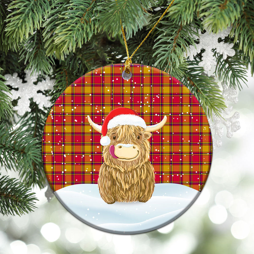 Clan Scrymgeour Tartan Christmas Ceramic Ornament Highland Cows Style OQ21 Scrymgeour Tartan Tartan Ornament   