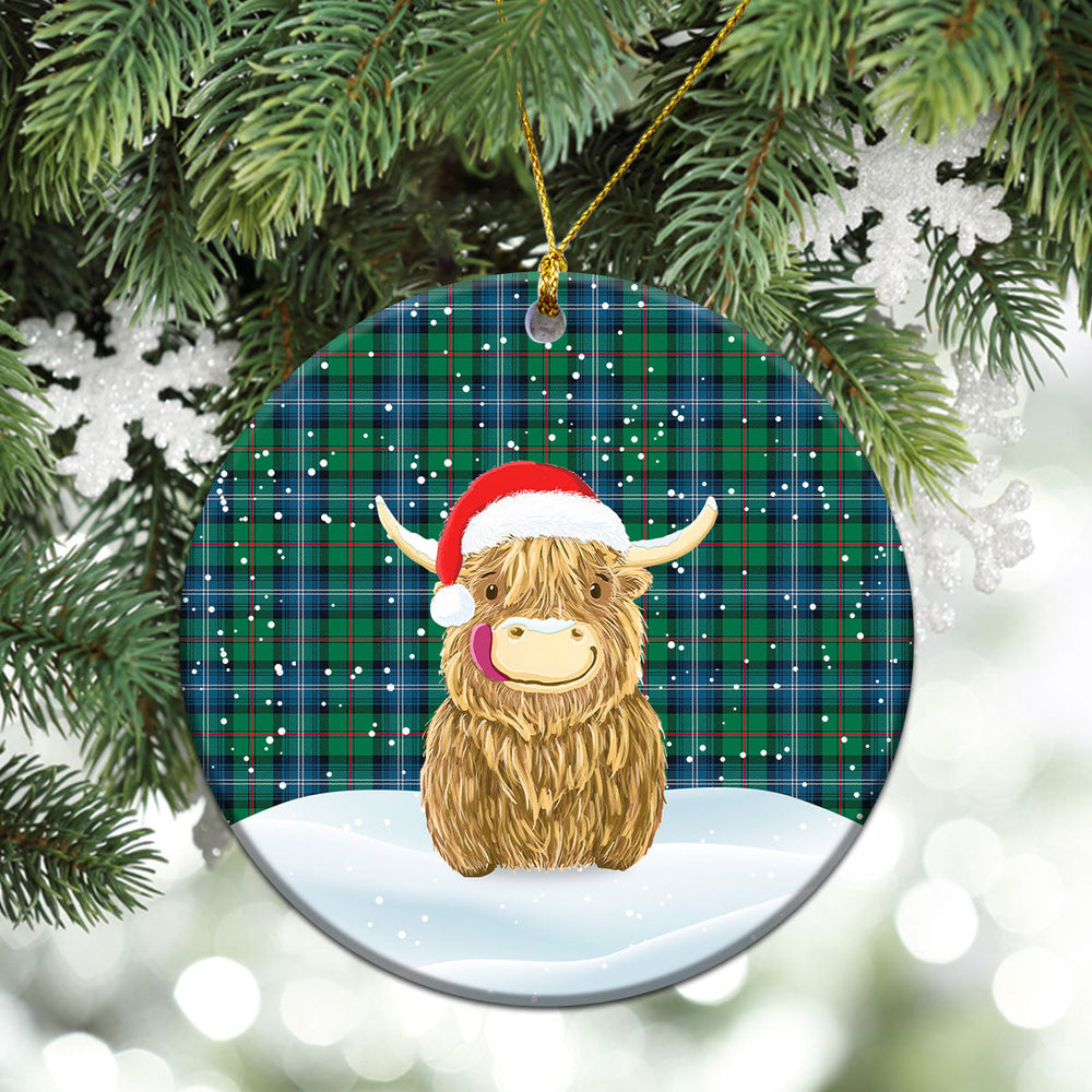 Clan Urquhart Ancient Tartan Christmas Ceramic Ornament Highland Cows Style AE33 Urquhart Ancient Tartan Tartan Ornament   