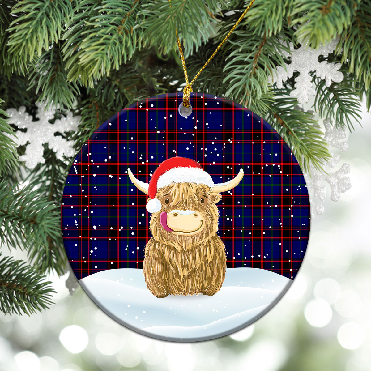 Clan Wedderburn Tartan Christmas Ceramic Ornament Highland Cows Style HT15 Wedderburn Tartan Tartan Ornament   