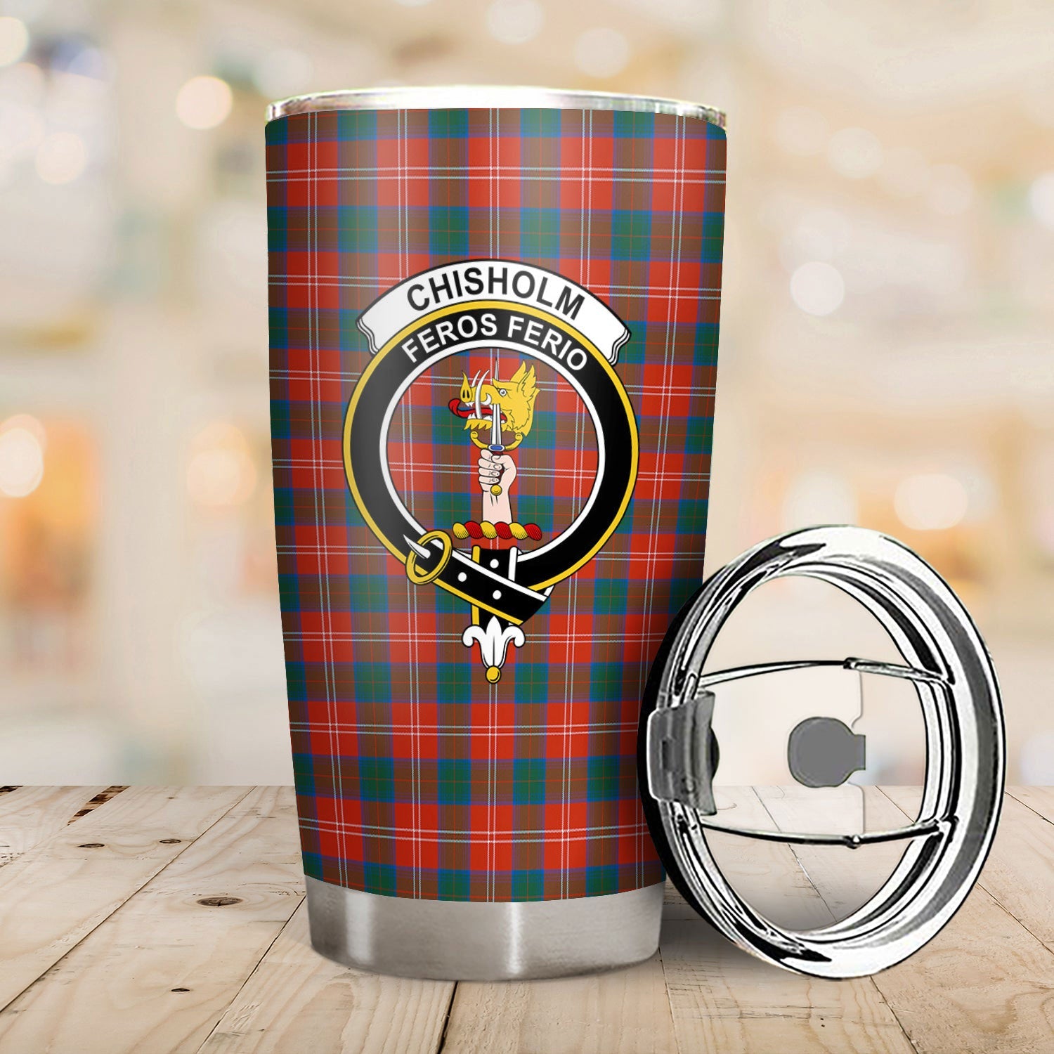 Clan Chisholm Ancient Tartan Crest Tumbler FP30 Clan Chisholm Tartan Today   