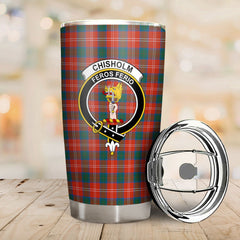 Clan Chisholm Ancient Tartan Crest Tumbler FP30 Clan Chisholm Tartan Today   