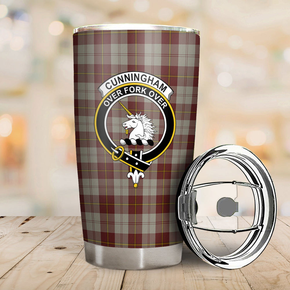 Clan Cunningham Burgundy Dancers Tartan Crest Tumbler BE20 Clan Cunningham Tartan Today   