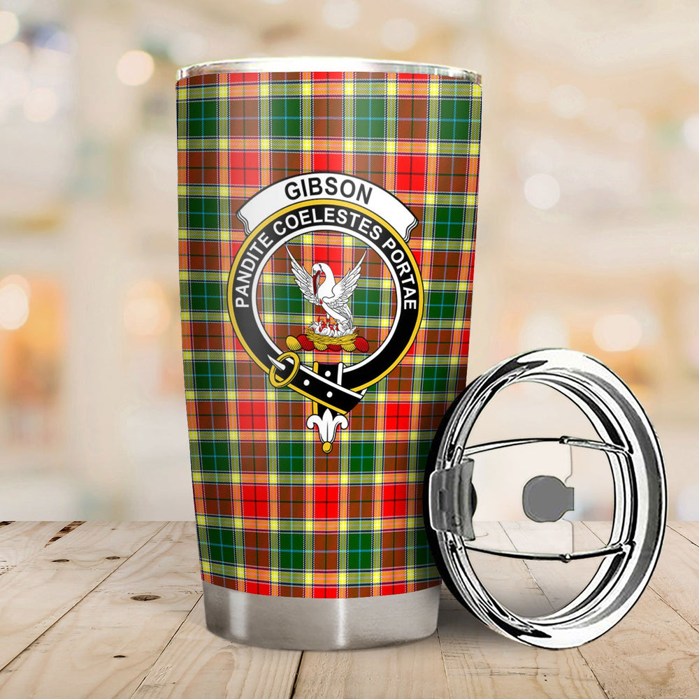 Clan Gibson Tartan Crest Tumbler JO87 Clan Hall Tartan Today   