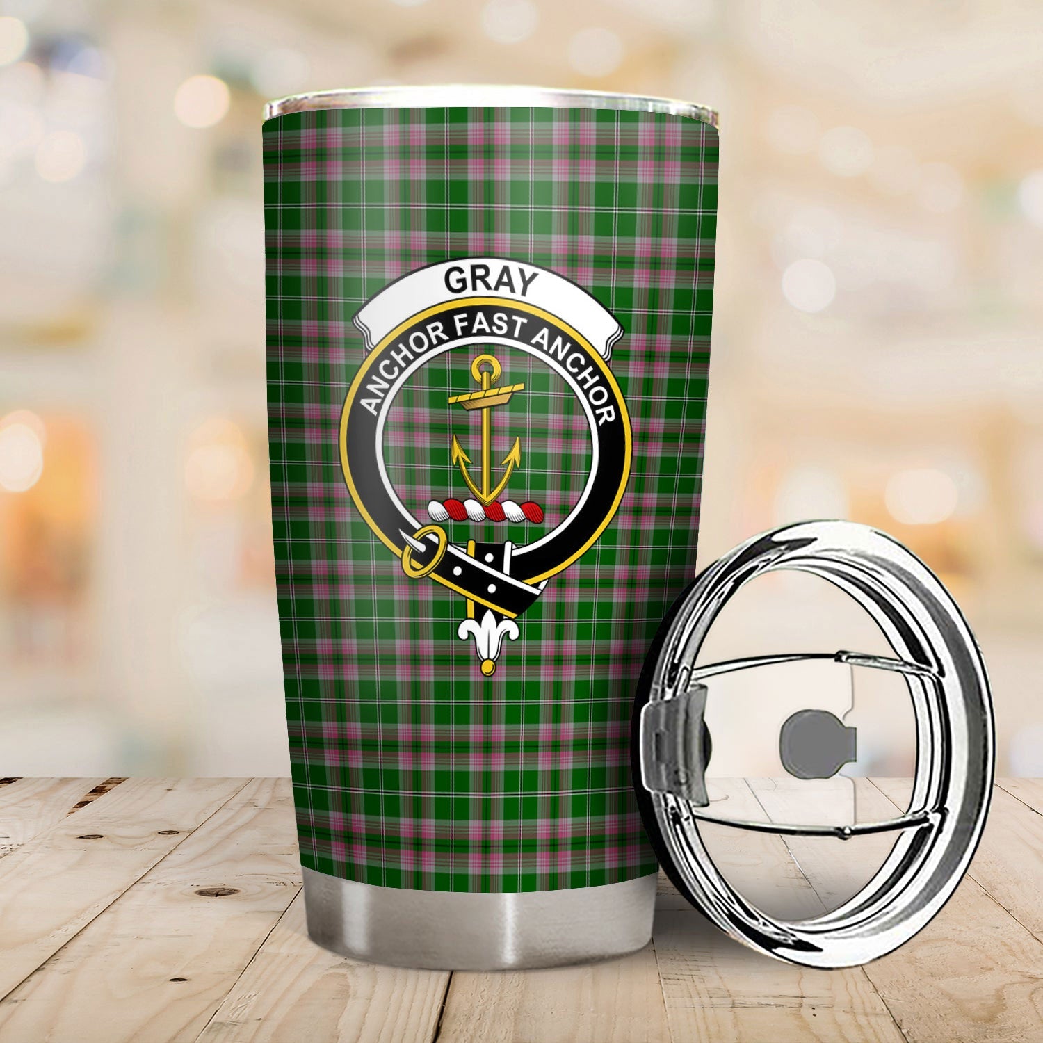 Clan Gray Hunting Tartan Crest Tumbler WB61 Clan Gray Tartan Today   