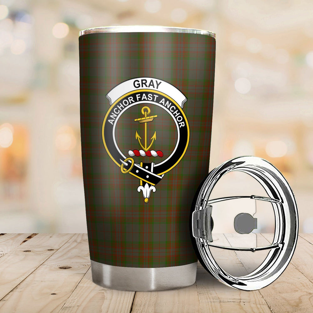 Clan Gray Tartan Crest Tumbler GU49 Clan Gray Tartan Today   