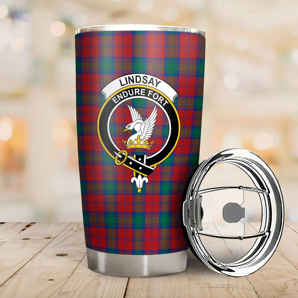 Clan Lindsay Modern Tartan Crest Tumbler KR32 Clan Lindsay Tartan Today   